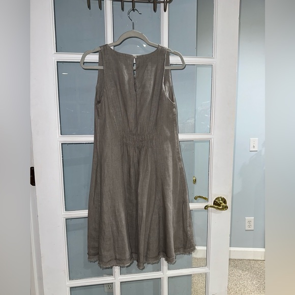 Piazza Del Tempio Italy 100% Linen Sleeveless Raw Hem Dress size S - Picture 2 of 10